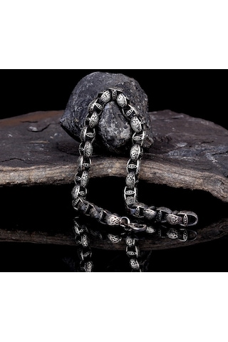 925 Ayar Gümüş Desen Motifli Erkek Bileklik