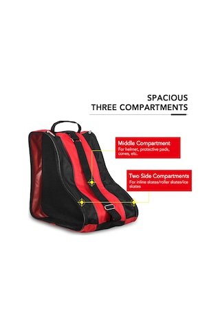 Vkemall Çocuk Paten Çantası, Pembe Renk, 3 Bölmeli Büyük Kapasite, Paten Ve Aksesuarları Taşıma Pembe