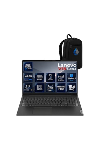 Lenovo V15 G4 IRU 83A100QMTRRNP18 i7-13620H 48 GB 1 TB NVMe SSD 15.6" W11P Dizüstü Bilgisayar + Çanta