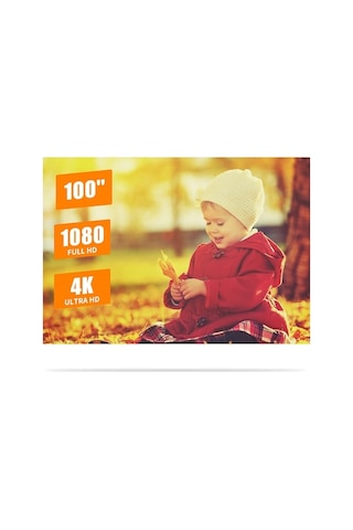 Fortunelane 100 16:9 Metal Katlanabilir Projeksiyon Ekranı - Deliksiz Montaj, Çift Taraflı Yapıştırıcı