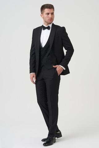 White Stone Phoenix D2406 Slim Fit 6 Drop Likralı Damatlık Takım Elbise Siyah - Siyah