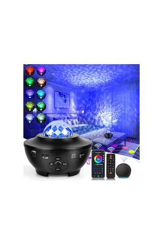 Galaksi Projeksiyonu, 10 Farklı Işık Yansıtma Modu, Bluetooth Hoparlörlü, Zamanlayıcılı Kapanma, Uzaktan Kumandalı, Ayarlanabilir Parlaklık, Çocuklar İçin Yıldızlı Gökyüzü Projektör Gece Lambası