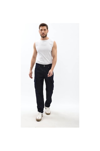 Blue White Erkek Kargo Cepli Lacivert Jean Pantolon