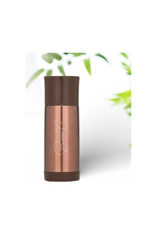 Isim Imza Tasarımlı Çelik Termos Parlak Kahverengi