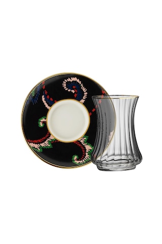 Sandro Moreno 1453 Desen Yağmuru Optik 12 Parça 6 Kişilik Çay Seti 110 Ml Renkli