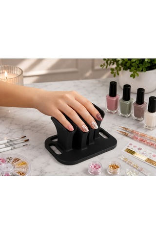 Veriqo 3d Manikür Oje Sürme Standı 4 Parmak Destekli Nail Art Tırnak Bakım Aparatı Siyah