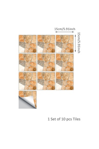 Skycity Mediterranean Tarzı Retro Pvc Duvar Sticker 15x15cm 10 Adet - Kolay Uygulama, Kalıcı Desen, Ev Dekoru Diğer