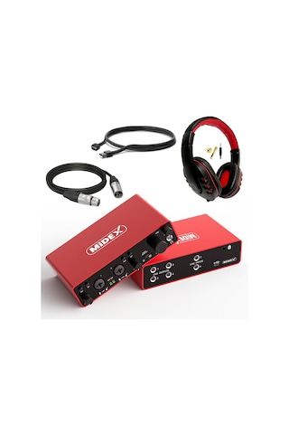 Midex Glx-900hd Pro Üst Segment Usb Stüdyo Ses Kartı 4 Giriş 4 Çıkış Kulaklık Ve Kablo