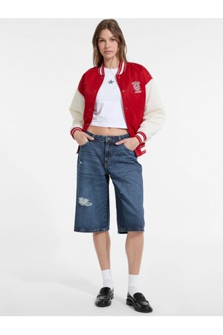 Guess Jeans Kadın Kırmızı Bomber Ceket W5yl15whaa2-g585 Kırmızı
