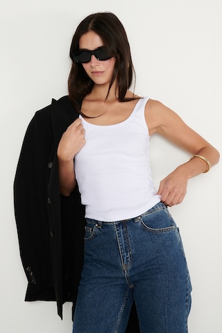 AC&Co / Altınyıldız Classics Kadın Beyaz Pamuklu Kaşkorse Yumuşak Dokulu Slim Fit Dar Kesim Bisiklet Yaka Esnek Body