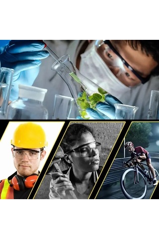 Jokmae 3 Adet Sıçrama Önleyici İş Emniyet Gözlüğü - Laboratuvar Göz Koruyucu Siyah 5 Adet