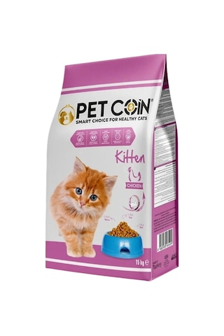 Pet Coin Kitten Tavuklu Yavru Kedi Maması 15 KG