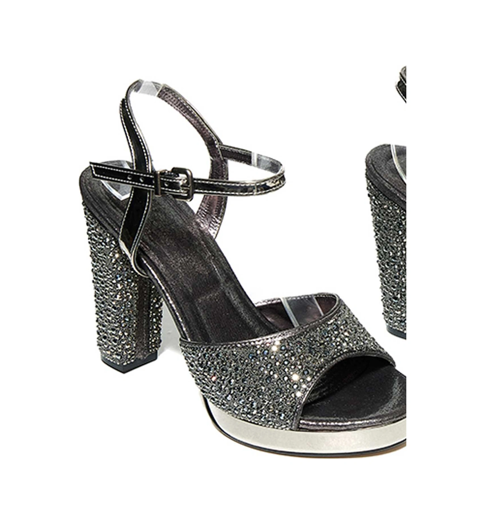 Bestello Taşlı Neolit Taban Kalın Topuklu Ayakkabı 331-390 Kadın Ayakkabı PLATIN