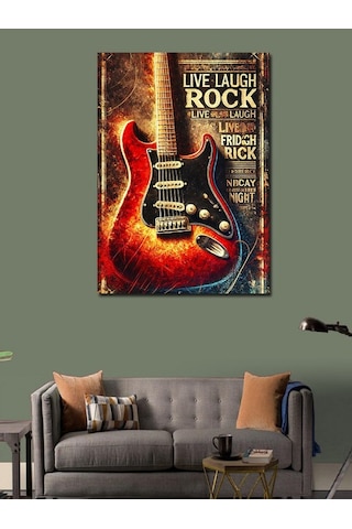 Kanvas Tablo Gitar Ve Rock Poster Afişi 70cmx100cm