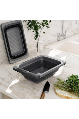 Kabakoz Ayarlanabilir Katlanır Lavabo Süzgeci, 6,3 Litre, Plastik Ve Silikon, Aç Kapa Mutfak İçin Tezgah Üstü Pra Diğer