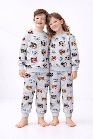 Beka Kids Çocuk Desenli Uzun Kollu Pijama Takımı Unisex Alt Üst Set Çok Renkli