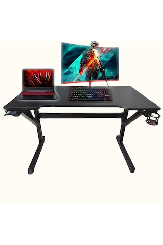 Led'li 130x65x76 Rgb'li Kumandalı Oyuncu Masası Siyah