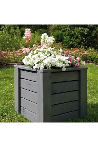 Ladin Ahşap Saksı Gri 40 X 40 X 40 Cm