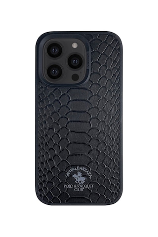 Santa Barbara Polo Knight-Apple iPhone Uyumlu 14 Pro Kilif.yılan Derisi Tasarımı.Apple iPhone Uyumlu 14 Pro Deri Kılıf Siyah