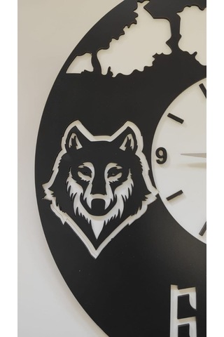 Duvar Saati Türk Temalı Beyaz - Siyah