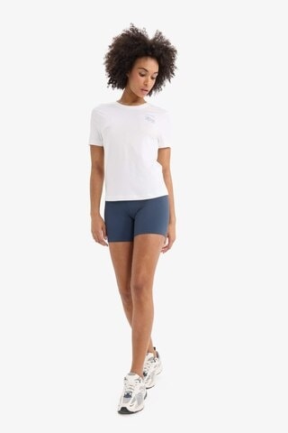 DeFactoFit Oversize Geniş Kalıp Bisiklet Yaka Baskılı Sporcu Kısa Kollu Tişört D9298AX25SPWT80