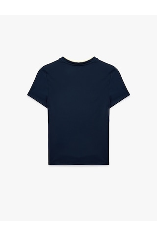 Koton Slim Fit Biyeli Kısa Kollu Bisiklet Yaka Spor Tişört Lacivert 6sak10362nk