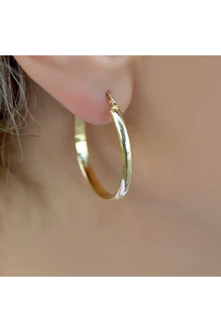 Engingold Sade Altın Halka Küpe 14 Ayar Ap15899