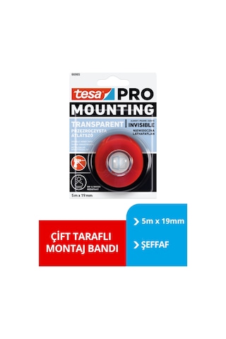 Tesa Çift Taraflı Bant, 66965 Şeffaf Filmik, 5m X 19mm