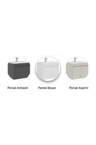 Orka Arno 65 Cm Parlak Antrasit Kapaklı Banyo Dolabı Alt Modül Lavabo Antrasit