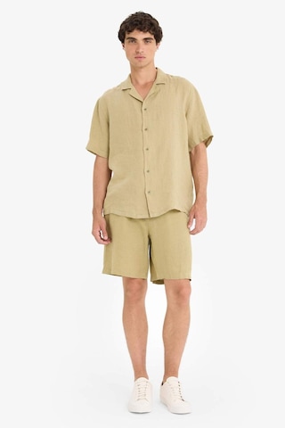 Defacto %100 Keten Relax Fit Bermuda Şort F4599ax25hskh497 Haki