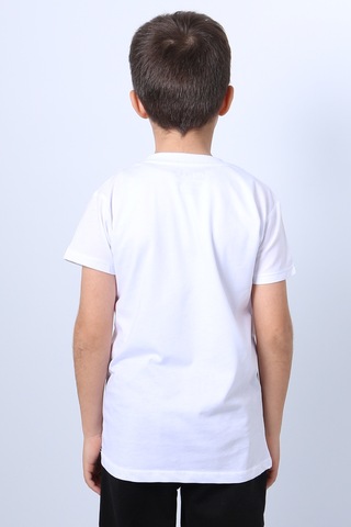 Erkek Çocuk Tişört Stay Cool Baskılı Bisiklet Yaka F18 Beyaz