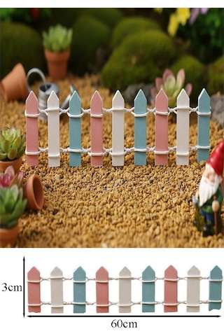 Mini Mavi Renkli Bahçe Çiti 1 Adet 3x60 Cm Teraryum Okul Ev Proje Renkli Minyatür Çit Ahşap