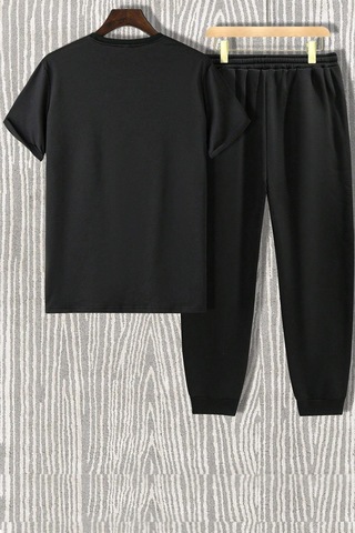 Unisex Baseball Baskılı Eşofman Takımı Siyah