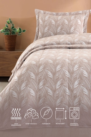 Elart Stil Yatak Örtüsü Elyaflı 270x260 Cm Bej Bej