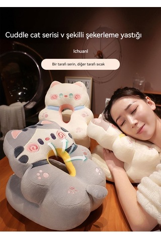 Şekerleme Artefaktı V Şekilli Uyku Yastığı 25 30 23-sümüklü Pembe