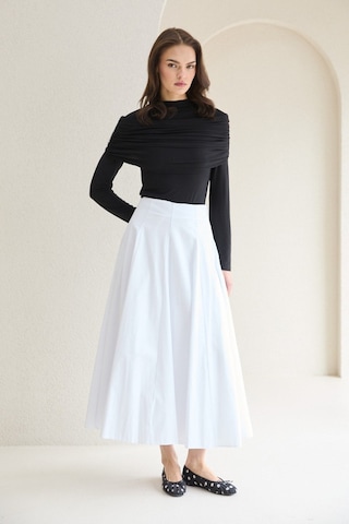 Yake Store Parçalı Poplin Etek 32-2776 - Beyaz Yake Store Parçalı Poplin Etek 32-2776 - Beyaz