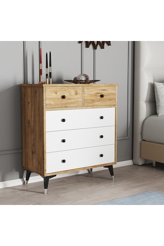 Moxen Mobilya S14 Çam- Beyaz Şifonyer