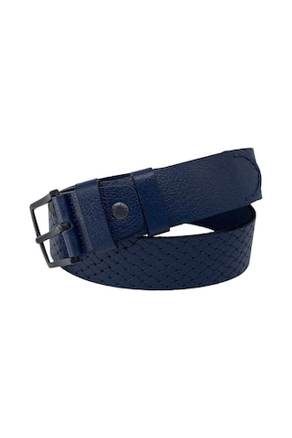 Süzer Deri Lacivert Hakiki Deri Özel Üretim 3 Parçalı El İşçilikli 4 Cm.lik Unisex Spor Kot Kemer Lacivert