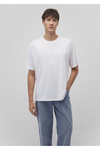 Mavi - 2Li Oversize Basic Tişört Seti 0612162-620 Beyaz