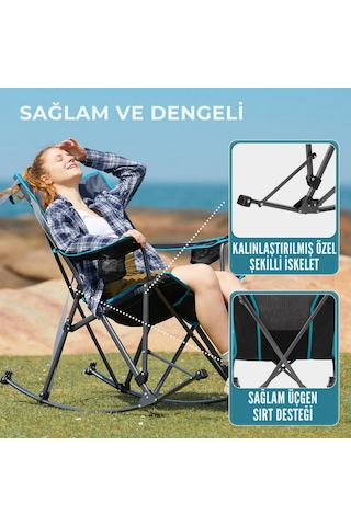 Fundango Berlin Classic Chair Plus Sallanan Katlanır Kamp Sandalyesi Blk/grey Siyah - Gri