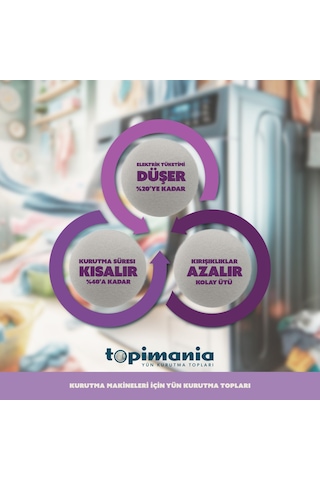 Topimania Doğal Yerli Üretim Yün Kurutma Topu 6 Adet Kurutma Topu