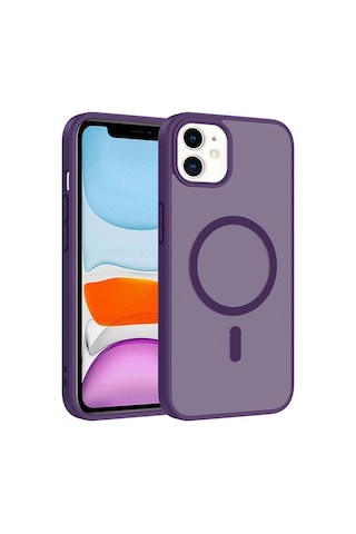 Ardemix Apple iPhone Uyumlu 11 Kılıf M-safe Şarj Özellikli Zore Babet Kapak - Derin Mor