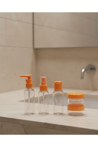 30 Ml 5 Li Seyahat Şişesi Seti Çantalı Kozmetik Organizer - Lisinya Şeffaf