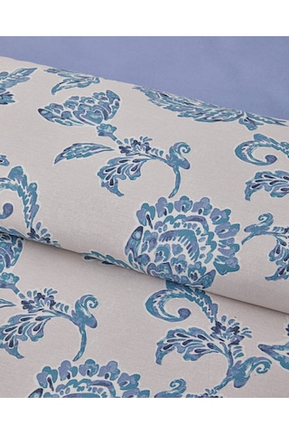 English Home Curioleaf Pamuk Çift Kişilik Çarşaflı Nevresim Takımı 200x220 Cm Mavi - Bej Mavi - Bej