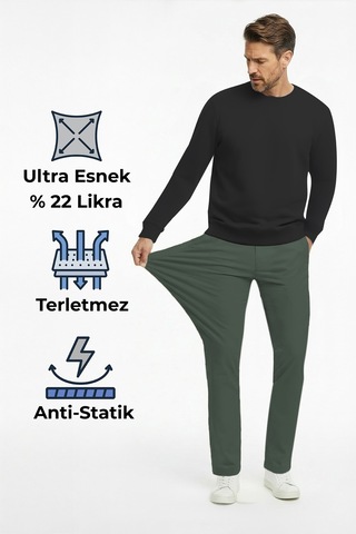 Goffra Erkek Ultra Esnek Relaxed Beli Lastikli Jogger Pantolon Yeşil M702-r0433-01 Yeşil
