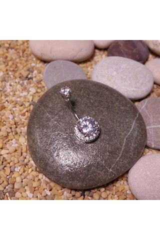 Chavin Çift Taşlı Komple Taşlı Büyük Boy Göbek Piercing Da61