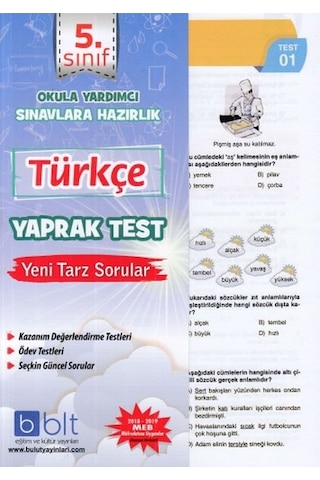 Bulut Eğitim Ve Kültür Yayınları / 5. Sınıf Türkçe Yaprak Test
