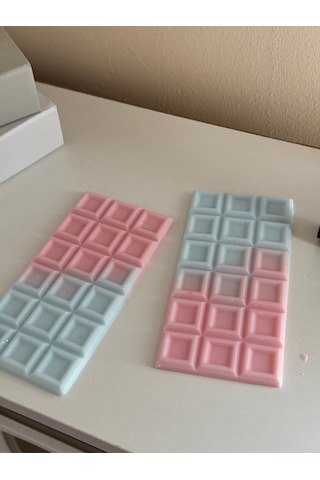 2 Adet Kare Çikolata Tablet Model Buhurdanlık Mumu Turkuaz
