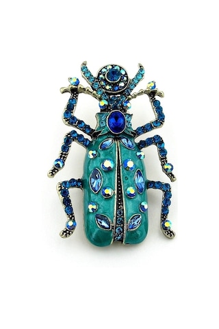 Solfera Büyük Boy Mısır Tesbih Böceği Khepri Zirkon Taşlı Broş Rz180