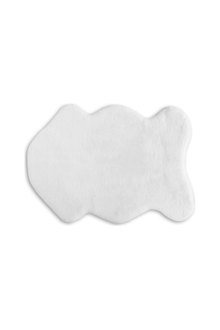 Jassrug Tavşan Tüyü Kürk Post Halı 100x140 Beyaz Beyaz